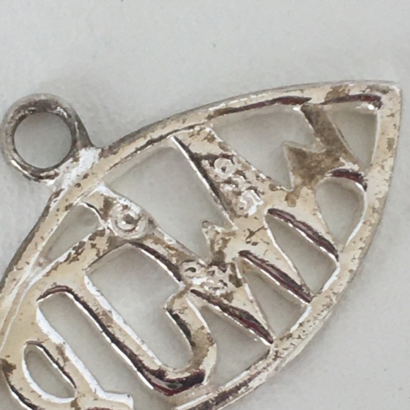 Sterling Silver WWJD Fish Charm Signed .925 Tiny Charm Pendant Necklace - Picture 4 of 15
